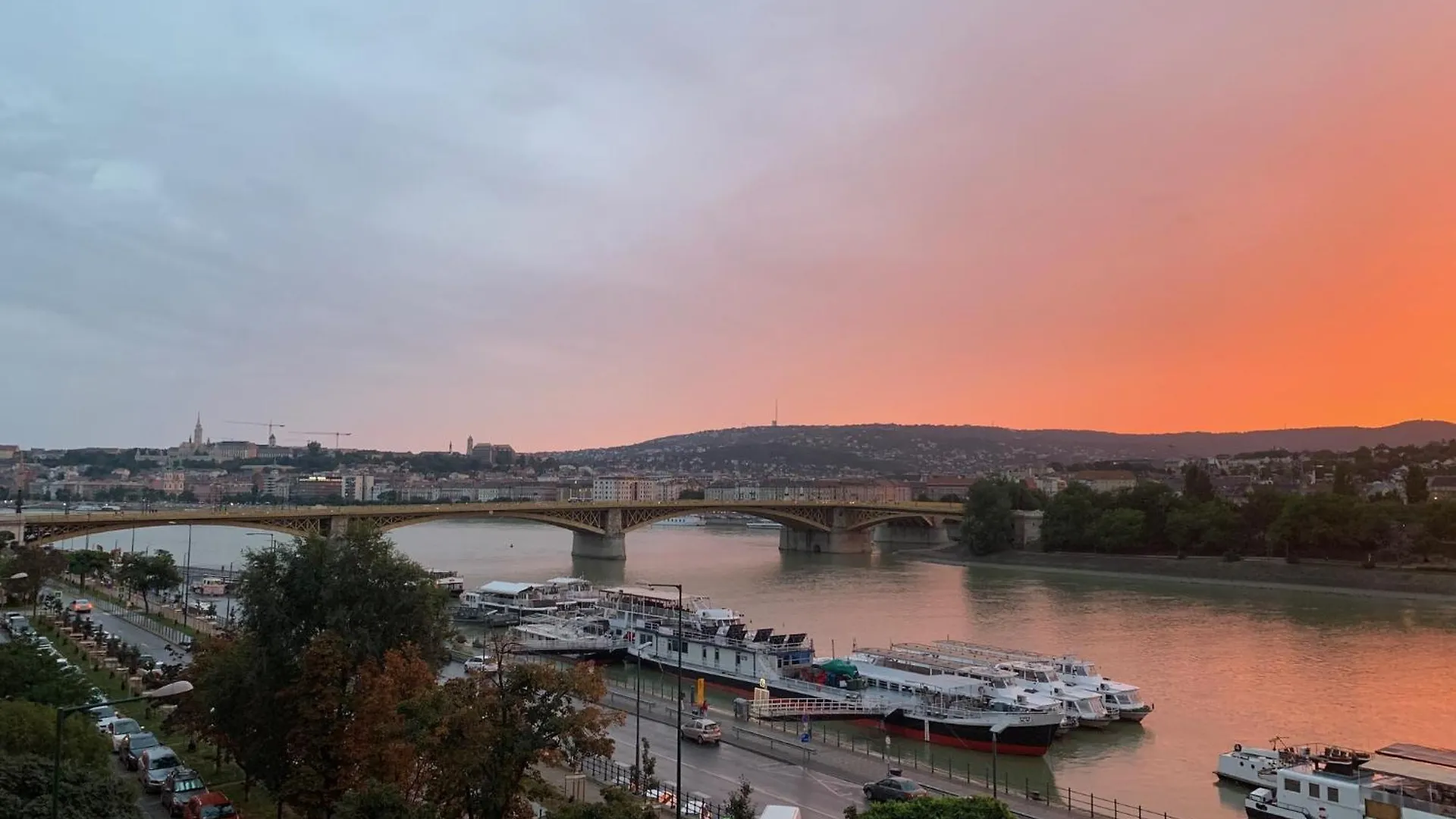 Unique View On Danube, Margaret Island, Buda Hills Budapest Hungary